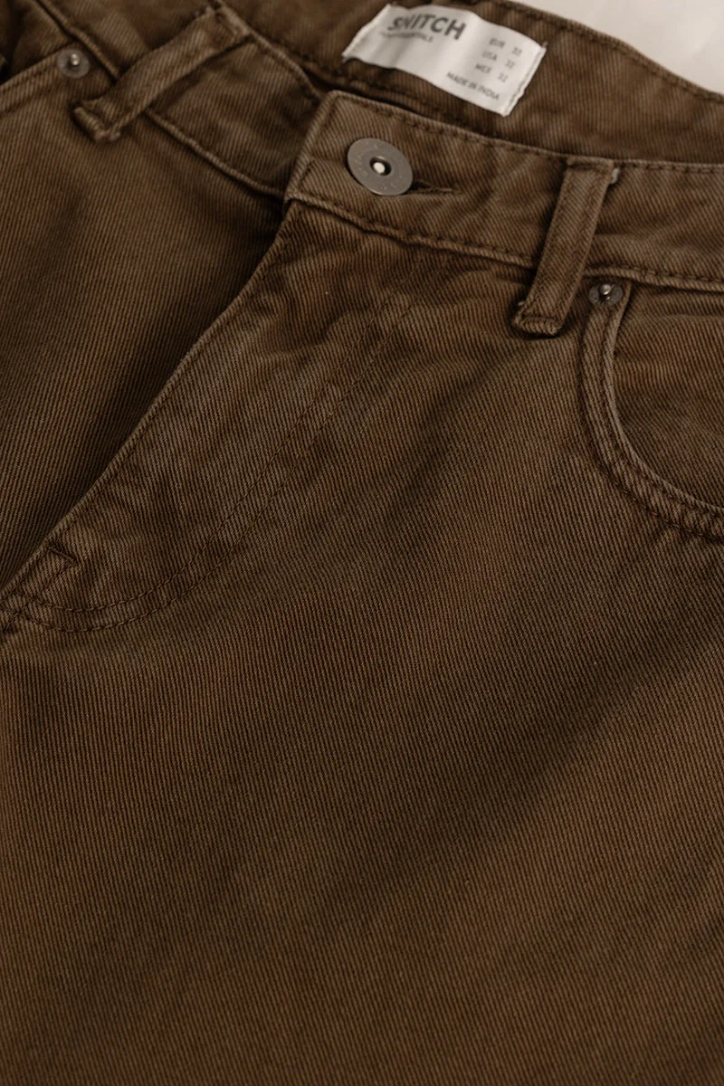 سنيتش جينز واسع فضفاض بني مريح